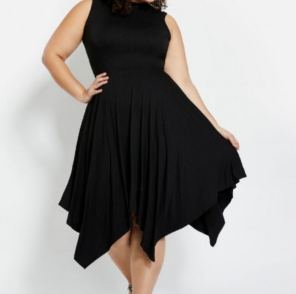 Mock Neck Handkerchief Dress